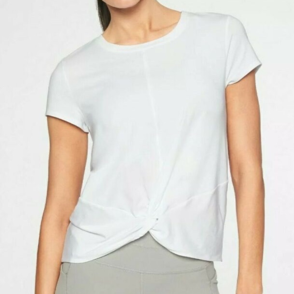 athleta essence twist white short sleeve tee